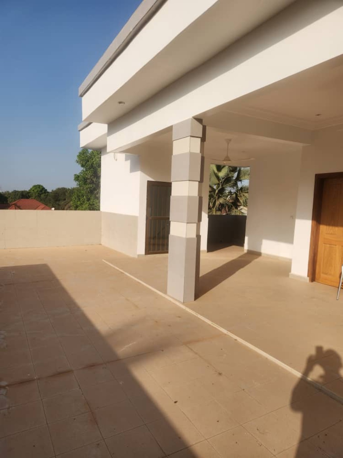 Covered veranda at the completed home